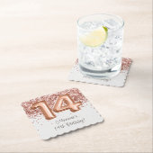 バラ金ゴールド14th誕生日パーティー ペーパーコースター (インサイチュ)