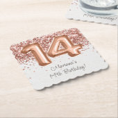 バラ金ゴールド14th誕生日パーティー ペーパーコースター (アングル)