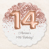 バラ金ゴールド14th誕生日パーティー ペーパーコースター (正面)