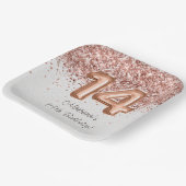 バラ金ゴールド14th誕生日パーティー ペーパープレート (傾斜あり)