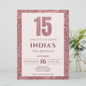 バラ金ゴールド15歳の誕生日の招待状 招待状 (スタンド正面)