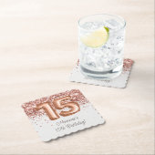 バラ金ゴールド15th誕生日パーティー ペーパーコースター (インサイチュ)