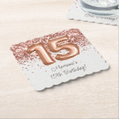バラ金ゴールド15th誕生日パーティー ペーパーコースター (アングル)