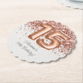 バラ金ゴールド15th誕生日パーティー ペーパーコースター (アングル)