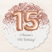 バラ金ゴールド15th誕生日パーティー ペーパーコースター (正面)