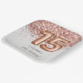 バラ金ゴールド15th誕生日パーティー ペーパープレート (傾斜あり)