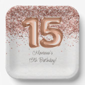 バラ金ゴールド15th誕生日パーティー ペーパープレート (正面)