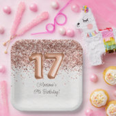 バラ金ゴールド17th誕生日パーティー ペーパープレート (パーティー)