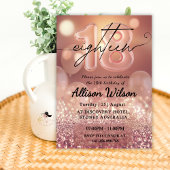 バラ金ゴールド18番目のバースデーパーティ招待状のための女の子 招待状