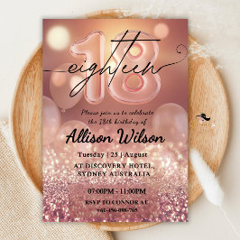 バラ金ゴールド18番目のバースデーパーティ招待状のための女の子 招待状
