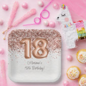 バラ金ゴールド18th誕生日パーティー ペーパープレート (パーティー)