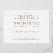 バラ金ゴールド2025年卒業3写真卒業パーティー 箔招待状 (裏面)