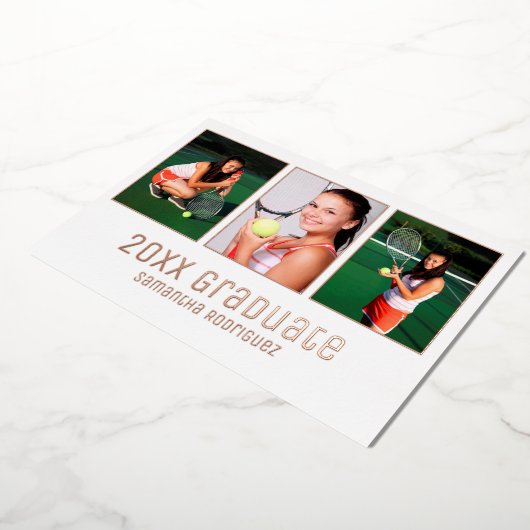 バラ金ゴールド2025年卒業3写真卒業パーティー 箔招待状 (回転した状態)