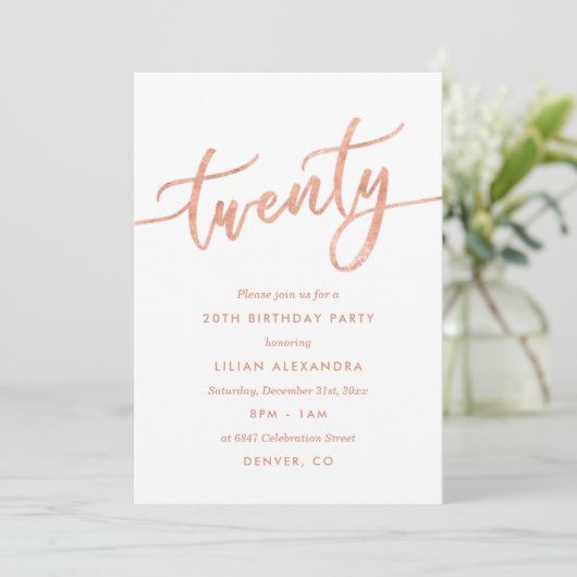 バラ金ゴールド20thバースデーパーティー招待フォイルフェイクー 招待状 (スタンド正面)