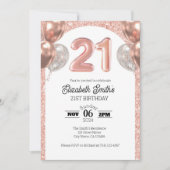 バラ金ゴールド21歳の誕生日招待状テンプレート 招待状 (正面)