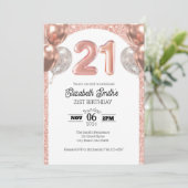バラ金ゴールド21歳の誕生日招待状テンプレート 招待状 (スタンド正面)