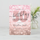 バラ金ゴールド30歳誕生日グリッター灯 招待状 (スタンド正面)