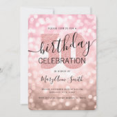 バラ金ゴールド30歳誕生日グリッター灯 招待状 (正面)