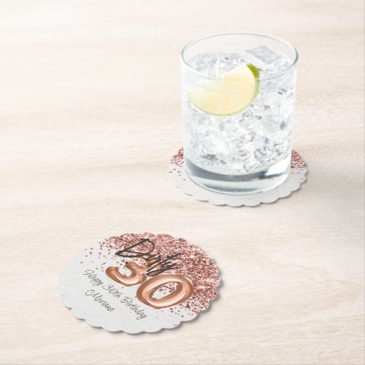 バラ金ゴールド30th誕生日パーティー ペーパーコースター (インサイチュ)