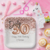 バラ金ゴールド30th誕生日パーティー ペーパープレート (パーティー)