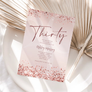 バラ金ゴールド30th誕生日招待状for Women 招待状