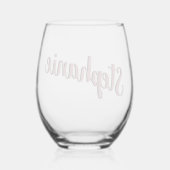 バラ金ゴールド3Dエレガント手書きスタイル名 ステムなしワイングラス (裏面)