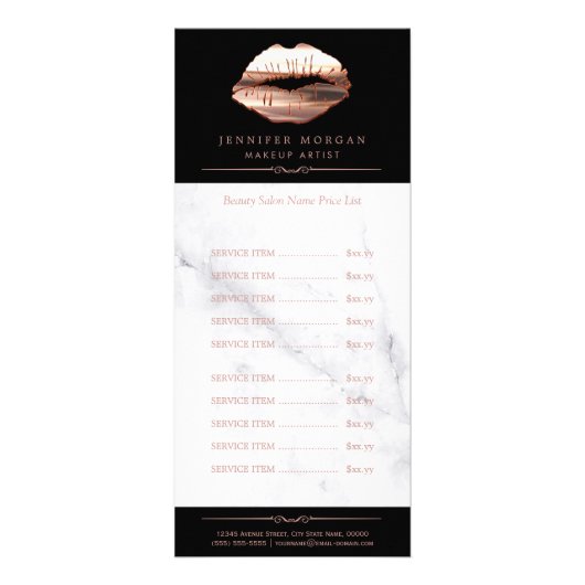 バラ金ゴールド3Dリップマーブル美しいサロン価格表 ラックカード (正面)