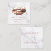 バラ金ゴールド3Dリップ大理石ルックメイクアップアーティスト スクエア名刺 (正面/裏面)