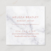 バラ金ゴールド3Dリップ大理石ルックメイクアップアーティスト スクエア名刺 (裏面)