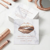 バラ金ゴールド3Dリップ大理石ルックメイクアップアーティスト スクエア名刺