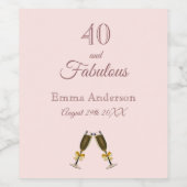 バラ金ゴールド40素晴らしい誕生日パーティーピンクモノグラム ワインラベル (シングルラベル)