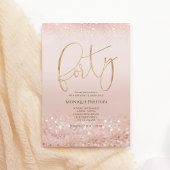 バラ金ゴールド40th四十誕生日招待状 招待状