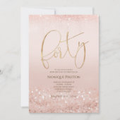 バラ金ゴールド40th四十誕生日招待状 招待状 (正面)