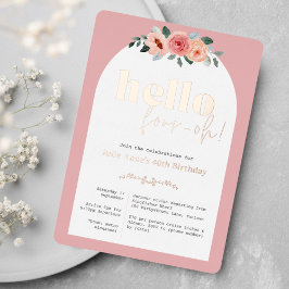 バラ金ゴールド40th誕生日ガラスフローラ 箔招待状