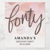 バラ金ゴールド40th誕生日パーティー ワインラベル (シングルラベル)