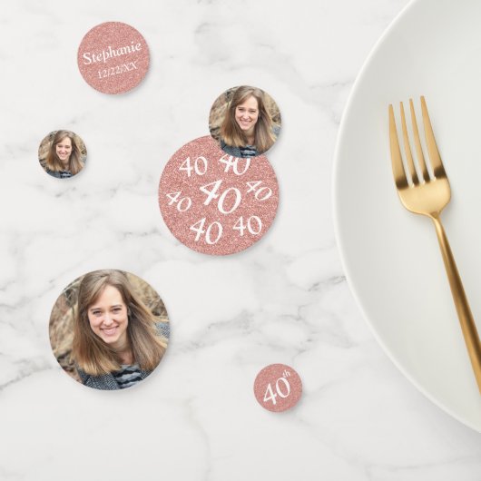 バラ金ゴールド40th誕生日フォトテーブル コンフェッティ (グループ)