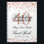 バラ金ゴールド40th Birthdayゲストブック紙吹雪 ノートブック<br><div class="desc">40エレガント歳の誕生日パーティーバラ金ゴールドグリッター紙吹雪(ホワイトテンプレート)。簡単を使用し、簡単をカスタマイズします。今すぐご注文ください。</div>
