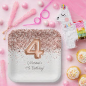 バラ金ゴールド4th誕生日パーティー ペーパープレート (パーティー)
