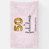 バラ金ゴールド50および素晴らしいモダン誕生日 横断幕 (縦)