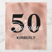 バラ金ゴールド50および素晴らしい誕生日 パーソナライズされた ワインラベル (シングルラベル)