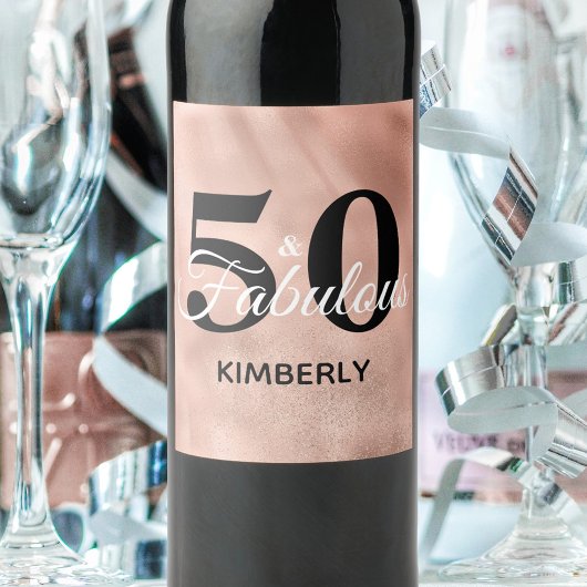 バラ金ゴールド50および素晴らしい誕生日 パーソナライズされた ワインラベル