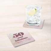 バラ金ゴールド50とファボラスフィーティエレガント誕生日 スクエアペーパーコースター (インサイチュ)