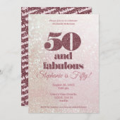 バラ金ゴールド50とファボラスフィーティエレガント誕生日 招待状 (正面/裏面)