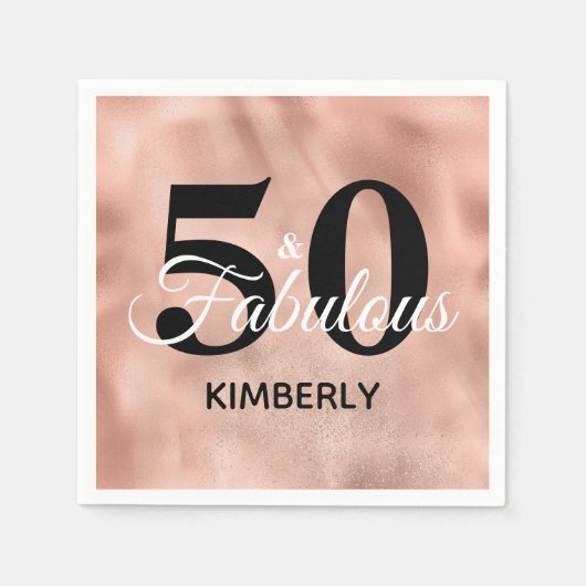 バラ金ゴールド50と素晴らしいグラムバースデーパーティー スタンダードカクテルナプキン (正面)