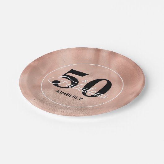 バラ金ゴールド50と素晴らしいグラムバースデーパーティー ペーパープレート (アングル)