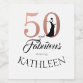 バラ金ゴールド50と素晴らしい誕生日パーティー名 ワインラベル (シングルラベル)