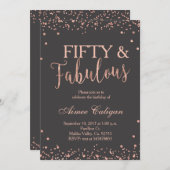 バラ金ゴールド50と素晴らしい誕生日招待状 招待状 (正面/裏面)