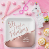 バラ金ゴールド50と素晴らしい！おもしろいタイポグラフィ誕生日 ペーパープレート (パーティー)