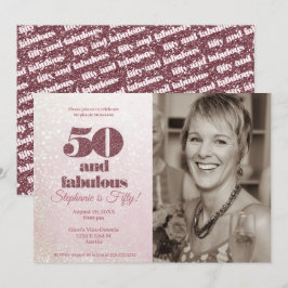 バラ金ゴールド50と素晴らエレガントしい5誕生日 招待状