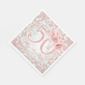 バラ金ゴールド50番目の誕生日フローラライトシルバー スタンダードランチョンナプキン (角)